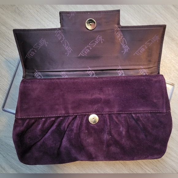 RUTH SALTZ Clutch Purple Suede Vintage 80s Rare - Picture 4 of 12